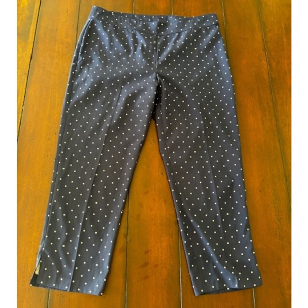 IZOD Women’s Golf Ankle Pants Size 12 Navy Polka‎ Dot Stretch Side Zip